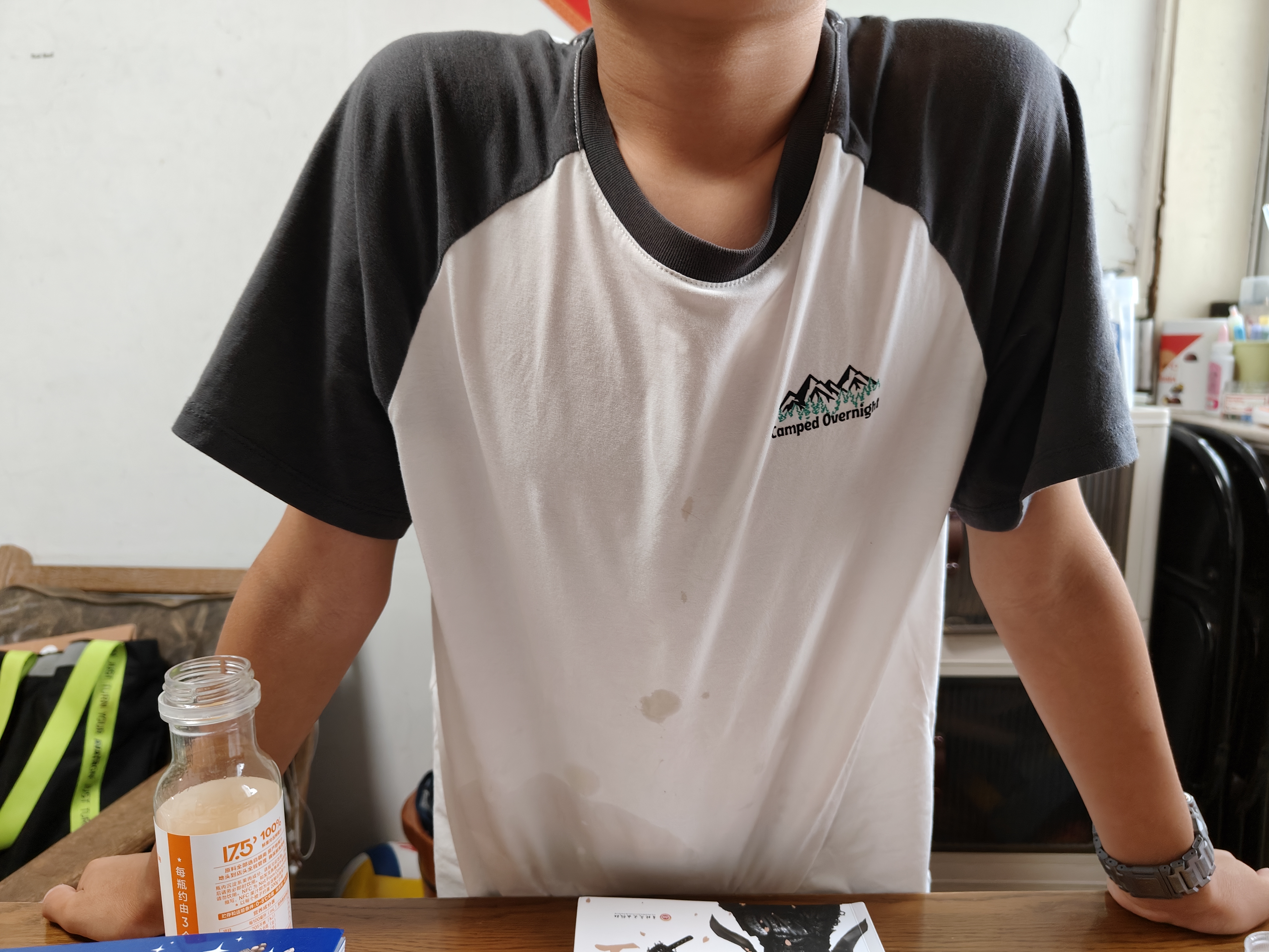 京东京造【5A级抑菌T】儿童T恤短袖潮流圆领童装纯色薄款 白色/灰色150 实拍图