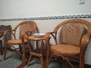 Juno Home田园藤椅天然真藤手工编织阳台三件套休闲单人靠背腾椅子藤器藤艺 大号豪华通花椅-三件套 实拍图