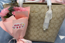蔻驰（COACH）【官方授权店】奢侈品coach女包ZIP30托特包单肩Zip30送女友礼物 4455IMDQC卡其配白色 实拍图