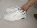 戈耐真皮小白鞋男士休闲皮鞋春秋透气平板鞋一脚蹬青年户外潮流男鞋子 白色 真牛皮 夏季镂空潮鞋 38 码 (240mm) 实拍图