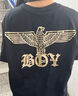 BOY LONDON春男女同款短袖仿烫金环形印花老鹰潮牌T恤N01903 黑色 L 实拍图