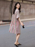 德玛纳【治愈班味】夏季小立领棉莱赛尔混纺短袖宽松腰中长款女式连衣裙 实拍图