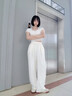 冰丝奶芙山本裤女夏季薄款2025新款休闲小个子肌理感白色阔腿裤子 米白色-小个子 M 建议（96-110斤） 实拍图