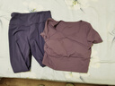 徽昂运动套装女瑜伽服套装跑步健身服速干衣胸垫t恤拼接短袖长裤紫XXL 实拍图