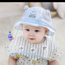 图涂丫婴儿帽子春夏季0-3-6-12个月男女宝宝盆帽遮阳帽秋天防晒帽1岁2岁 点点耳朵-水天兰+TPU面罩 44码 帽围 40-44cm 建议0-6个月 实拍图