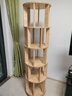 立太实木旋转书架书柜置物架落地储物柜一体靠墙转角移动简易立式柜子 【加宽五层】原木色44*166.3 实拍图