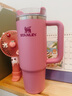 STANLEY巨无霸吸管杯水杯保温杯不锈钢杯子大容量办公车载887ML-芍药粉 实拍图