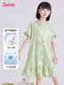 笛莎（DEESHA）女童睡裙夏季薄款纯棉网眼透气小女孩睡衣中大童裙果绿小雏菊 120 实拍图