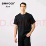 SIMWOOD/简木【标准宽松 】310g基础纯色重磅打底圆领短袖t恤SN120088 黑色（右下同色印花） L （建议131-145斤） 实拍图
