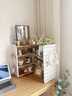 小匠材桌面置物架洞洞板书架家用多层收纳旋转置物架白架+原木色+10件套 实拍图