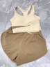 悠远瑜伽服女士套装专业普拉提训练健身服运动内衣跑步文胸速干衣 【文胸套装】象牙白+可可色 2XL 适合130-145斤 实拍图