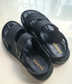 森达凉鞋男夏季牛皮舒适平底休闲沙滩鞋 黑色 43 实拍图