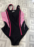 李宁（LI-NING）儿童泳衣女童连体三角泳装速干透气专业训练游泳衣516 黑粉 160  实拍图
