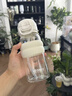 恩尔美（nRMEi）玻璃杯女士高颜值大容量孕产妇躺着喝水吸管杯夏耐高温泡茶水杯子 暖杏白 [双饮/杯套/重力球]650ml 实拍图