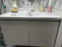 摩伊不锈钢蜂窝铝浴室柜组合太空铝圆角洗漱台陶瓷一体盆洗手脸盆柜 对开门-普通半封直角镜柜-80cm 实拍图