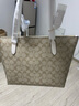 蔻驰女包奢侈品托特包大牌轻奢女士单肩手提包 浅卡其配白色4455IMDQC 实拍图