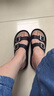 复古色拖鞋女新款双皮带扣一字拖春夏季外穿踩屎感半拖沙滩凉拖鞋 黑色 【尺码偏小】 38-39 实拍图