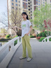 巴帝巴帝女童夏装套装2024新款女大童装夏季洋气运动阔腿裤女孩短袖两件套 绿色 160 实拍图
