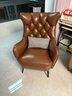 牧席欧式单人沙发椅客厅美式设计师卧室椅子小沙发酒店公寓轻奢老虎椅 1-深咖色油蜡皮【带腰枕】 实拍图