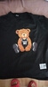 清仓捡漏尾单大牌美式复古小熊t恤女短袖夏大码宽松上衣遮肚子 78下印黑色中豹纹熊 XL 实拍图