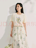 茵曼（INMAN）【商场同款】纯棉印花T恤2025夏季女装新款宽松百搭短袖上衣 古杏色 XL 实拍图