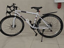 驰睿双碟刹变速死飞自行车男女成人学生款弯把实心胎公路跑车网红单车 酷飞60刀24速白黑色 主图款竞速弯把 实拍图