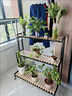 禧墨坊铁艺阳台花架室内客厅落地式花盆架阳台种菜置物架子多层可移动 碳化色黑架+可调节带轮 二层长80高65+园艺三件套 实拍图