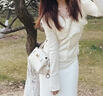 CHARLES&KEITH鳄鱼纹凯莉包手提斜挎婚包包女包生日礼物CK2-50270880-1 Ivory象牙色 S 实拍图