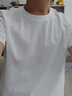 蒙羊王男士短袖t恤男100%纯棉夏季新款圆领男士高端t恤短袖男装打底衫 白色 L (170) 实拍图