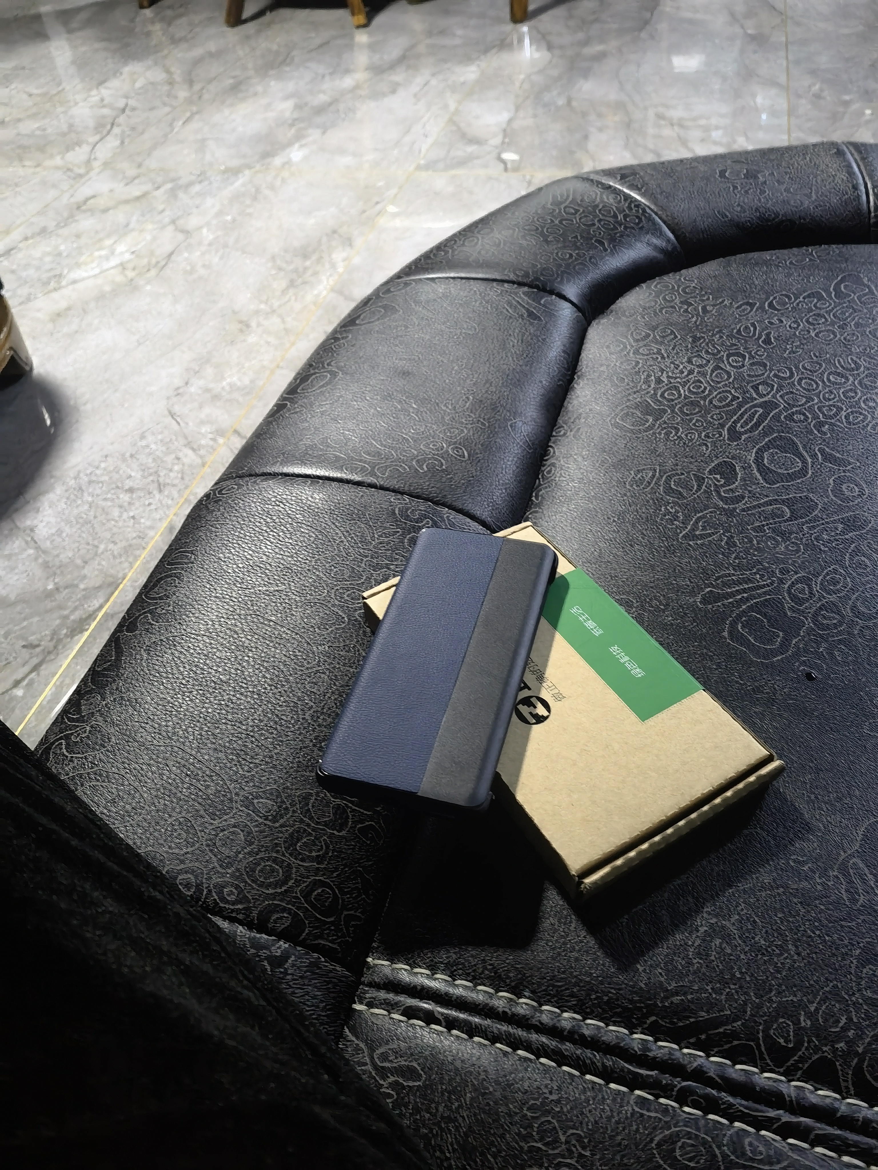正件  适用华为p50pro手机壳保护套真素皮翻盖式智能视窗皮套易装全包防摔背外壳男女士 P50 Pro蓝色 实拍图
