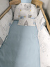 优乐博（ULOP）婴儿床实木拼接床多功能可移动升降宝宝小床带护栏新生儿哄睡摇篮 大床+床围软包+尿布台+棕垫+蚊帐 哄睡神器婴儿摇摇床 实拍图
