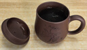 藏壶天下【礼盒装】宜兴紫砂杯全手工刻绘茶杯盖杯男女士办公杯泡茶大杯子 紫泥荷花大款 实拍图