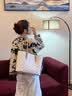 纳维凯尔（Navigare）【爆】意大利小帆船包轻奢侈老花托特包大容量手提女包单肩斜挎包 米白色 实拍图