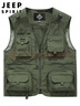 JEEP SPIRIT吉普工装马甲男士春夏季钓鱼背心机能多口袋外套男装 军绿 5XL 实拍图