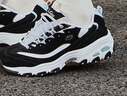 斯凯奇（Skechers）女鞋秋冬小白鞋蕾丝休闲运动熊猫鞋黑色增高厚底老爹鞋11959 黑色/白色/BKW 36.5 尺码偏大，建议选小半码 实拍图