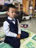 罗蒙儿童西装马甲套装男童花童主持人礼服男孩钢琴演出服 藏青色 120 实拍图