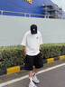 GLM华夫格短袖男款夏季宽松大码重磅白色五分袖简约百搭圆领男士t恤 实拍图