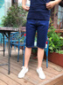 啄木鸟弹力夏季薄款牛仔短裤男七分马裤休闲五分裤子男士宽松直筒中裤潮 021深蓝【一条装】 33 实拍图