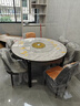 萱逸轩实木轻奢岩板桌子餐桌椅组合伸缩折叠家用方圆两用小户型吃饭圆桌 劳伦黑金黑灰框架【皮椅子】 1.35m 一桌六椅 实拍图