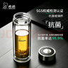 希诺（HEENOOR）抗菌玻璃杯双层隔热办公车载水杯男高档钛杯泡茶杯子XN-9303KT 实拍图