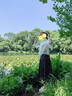 伊芙丽（eifini）【经典延续】伊芙丽波浪摆气质绝美碎花拼接韩式半身裙女A字半裙 黑色 XL /130-140斤 实拍图
