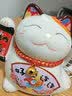 掼悦自动摇手招财猫迷你小号陶瓷摆件店铺开业送礼办公室家居摆件装饰 5寸摇手生意兴隆-财扇【配坐垫】 实拍图