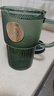 乐唯诗（LOVWISH）墨绿原色玻璃水杯带把咖啡杯饮料杯 墨绿印章杯【带盖吸管】 410ml 1只 实拍图