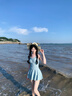 南木熊泳衣女纯欲连体保守罩衫显瘦遮肚高级性感泡温泉沙滩泳装 浅蓝色连体裙均码【70-110斤】 实拍图