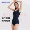 迪卡侬泳衣女连体三角抗氯游泳服显瘦大码泳装泡温泉深蓝4230021 实拍图
