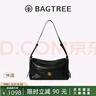 BAGTREE【明星同款】包包树奶盒包植鞣牛皮新款轻奢品牌单肩斜挎Hobo女包 檀黑色-中号【磁吸拉链款】 高级小众 实拍图