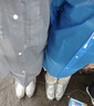 班哲尼 一次性雨衣雨裤分体加厚雨披成人儿童轻薄户外登山旅行一次性雨披男女雨具可重复使用 5个装蓝色 实拍图