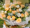 艾斯维娜鲜花速递向日葵混搭花束生日礼物全国同城配送 19朵香槟玫瑰混搭欧式花束 实拍图