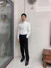 红蜻蜓衬衫西裤套装男商务正装两件套上班面试毕业答辩职业装伴郎服 白长袖衬衫+黑西裤【套装】 2XL 实拍图