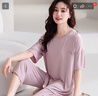 棉十三女士睡衣夏季薄款【莫代尔带胸垫】圆领短袖七分裤宽松家居服套装 实拍图